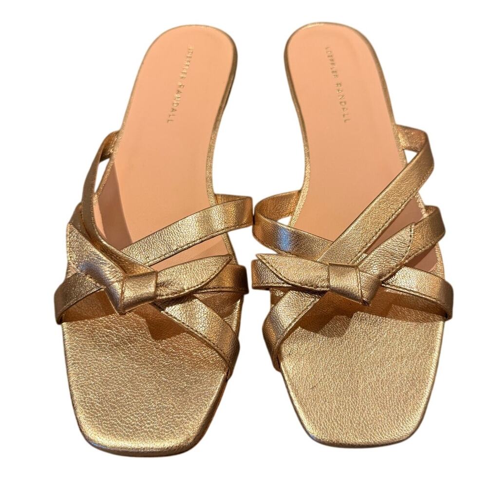 Loeffler Randall Metallic Gold Knotted Slide Sandals 41 (US 10)